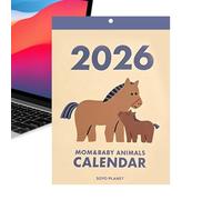 Calendario de pared de caballo 2026, bonito planificador de pony, calendario diario con cuerda para colgar, lectura de salud, estudio mental, tareas escolares, ejercicio de limpieza del hogar, fiesta