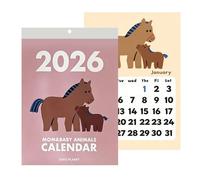 Calendario de pared de caballo 2026, bonito planificador de pony con cuerda, calendario planificador diario | para lectura Salud Estudio mental Tarea escolar Limpieza del hogar Ejercicio Entrenamiento
