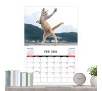 Calendario de pared de gato 2026, calendario mensual con artes marciales para oficina, formato A3 con líneas de enero a diciembre de 2026, planificación para pared, fitness, entrenamiento en