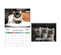 Calendario de pared de gato 2026, planificador mensual | Funny Cat Wall Calendar 2026 | 12 Month Planner Thick Paper for Organizing Planning Desk Bedroom Living Room Kitchen Apartment Hotel