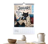 Calendario de pared de gato 2027 - Planificador mensual colgante | 11,4 x 8,3 pulgadas (29 x 21 cm), papel estucado de 135 g, montaje encuadernado en espiral, diseño completo de 12 me
