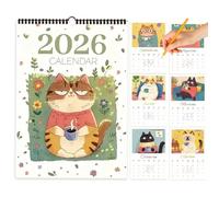 Calendario de Pared de Gatos 2026,Planificador Escolar Pintado a Mano,12 Meses de Calendario de Gato con Pintura a Mano - Para Decoración, Hogar, Habitación, Estudio, Escuela, Planificación, Organizac