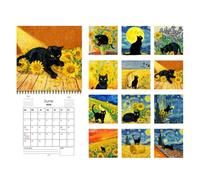 Calendario De Pared De Gatos - Planificador Mensual 21x21 Cm | Calendario 2026 Con Ilustraciones Artísticas En Papel | Encuadernación En Espiral, Estilo Pintura Vintage | Regalo Para Hogar, Oficina O