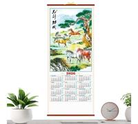 Calendario De Pared De Ratán - Hoja Planificadora 2026 De 31,8 Cm, Organizador Mensual Del Zodíaco Del Año Caballo | Diseño Tradicional De Calendario Para Colgar En Papel, Compatible Con La Planif