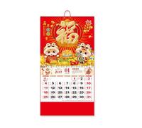 Calendario de pared del año 2026, calendario chino con fecha lunar, calendario diario, colgante de personajes de la suerte, decoración para el hogar y la oficina