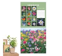 Calendario De Pared Floral | 2026 Calendario Ilustrado Con Temas Florales | 12 Hermosas Ilustraciones Florales Herramienta De Planificación De Fechas Mensuales Estética Para El Aula De Viajes De Cocin