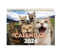 Calendario de Pared Gatos 2026 - Divertida Serie de Selfies de Gatos Enero a Diciembre | Calendario Mensual Adorable | Regalo Ideal para Amantes de los Hogar Oficina