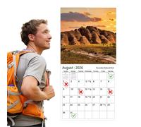 Calendario de pared grande 2026 | Calendario 2026 Parques Nacionales - Planificador anual con bloques rayados, papel grueso de enero a diciembre, decoración del hogar para apartamentos, escuela