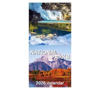Calendario de pared grande 2026, calendario mensual 2026 de parques nacionales, planificador anual con bloques rayados, papel grueso de enero a diciembre, decoración del hogar para apartamentos
