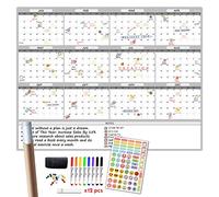 Calendario de pared grande de borrado en seco, 48 x 60 pulgadas, planificador anual sin fecha 2024 para el hogar, oficina, proyectos escolares, organizador de tareas laminado borrable jumbo