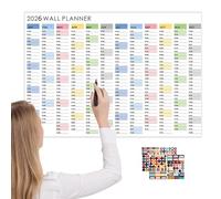 Calendario de pared grande | Planificador anual de gran formato para la pared 2026 | Planificador decorativo para tareas, plan de aprendizaje, salón, habitación infantil, estudio