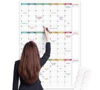 Calendario de pared grande sin fecha, planificador de borrado en seco reutilizable de tres meses, póster laminado gigante, organizador de metas y tareas para tu hogar, oficina, 101 cm x 73 cm