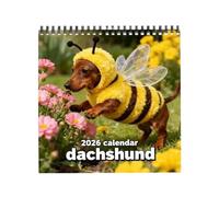 Calendario de pared, herramienta de planificación y organización mensual con caninos 12 - Calendario de pared Dachshund 2026, para citas, vacaciones, dormitorio, sala de reuniones, cocina,