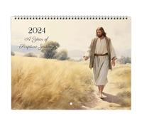 Calendario de pared Jesucristo 2024 - Calendario artístico portátil Jesús, planificador robusto de 12 meses | Calendario de pared "Jesús llama", calendario cristiano como decoración de pared y regalo