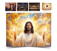 Calendario de pared Jesucristo Imágenes Exquisitas 2026 - Fe Diaria, Paz e Inspiración Divina. Calendario de pared Jesucristo 2026 con 12 impresionantes pinturas cristianas (1pc)