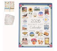 Calendario de pared «Lista de cosas que hacer antes de morir» 2026: celebración de las estaciones de la vida, planificador de 12 meses con pegatinas divertidas, para la oficina en casa (1 pcs)