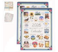 Calendario de pared «Lista de cosas que hacer antes de morir» 2026: celebración de las estaciones de la vida, planificador de 12 meses con pegatinas divertidas, para la oficina en casa (2 pcs)