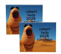 Calendario de pared Marcus the Worm 2026, divertido regalo de meme de chat de realidad virtual, planificador de vacaciones, Robert the Bug, calendario de pared colgante de Robert The Worm (2pcs)