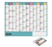 Calendario de pared mensual 2026: suministros de oficina grandes de 29 x 20 pulgadas, calendario planificador diario | para lectura Salud Estudio mental Tarea escolar Hogar Vacaciones Fiesta Cumpleaño