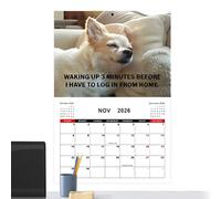 Calendario de pared mensual - Papel 28.5x21cm | Organizador Planificador de cachorros 2026 | Escritorio creativo para perros de trabajo y calendario de pared para el hogar Office School Friends Family