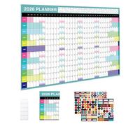 Calendario de pared, organizador mensual de planificación 2026, calendario de cuadrícula grande de 12 meses, rastreador de citas profesional, categoría de gestión del hogar, papel grueso de alta
