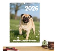 Calendario de pared - Organizador temático de perros 2026 para planificación familiar, escuela, programación de oficina con páginas artísticas mensuales, lindas ilustraciones de cachorros para el hoga