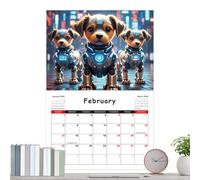 Calendario de pared para perros 2026 - Agenda técnica para perros 12, calendario para planificación colgante | para salón, dormitorio, estudio, oficina, escuela, laboratorio, estudiantes, profesores