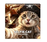 Calendario de pared - Planificador de patrones de gatos de 12 meses | Calendario de pared 2027, bonito organizador mensual, calendario anual decorativo para el hogar, oficina, escuela, aula
