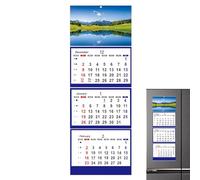Calendario de pared tríptico vertical - Planificador de pared 2026 | Calendario vertical de 3 meses: calendarios de pareds 2026, envío triple de 3 meses, escritorio con indicador de fecha rojo para