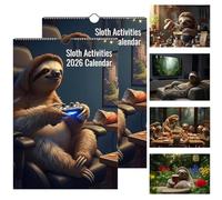 Calendario de Perezosos 2026: Actividades Diarias, el Experto en Vida Slow, con Adorables Perezosos Tomando Café, Jugando, Cocinando y Relajándose - El Regalo Ideal (2Pcs)