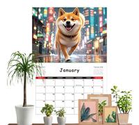 Calendario de perros 2026 - perros 12 meses - Planificador de pared de estilo moderno tecnológico | calendario mensual animal, cuaderno de programación funcional, accesorio de escritorio