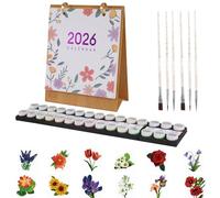 Calendario De Pintura Por NúMeros 2026: Calendario De Mesa Diy 2026 Para Colocar, Con Pinceles, Pintura AcríLica Y Base Para Regalos Y DecoracióN Del Hogar Hogar Plantas (rosa)