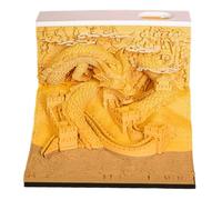Calendario de reloj 2025 Papel de dragón de 3x3x2 pulgadas Tallado artístico con luces Piece de tiempo 3D Calendario 3D Exquisito Padena de notas conveniente para el recuerdo de regalo de regalo