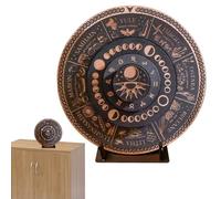 Calendario de rueda del año, mesa de astrología pagana antigua, signo de arte artesanal de madera | Diseñado en sala de yoga o espacio de meditación, forma de exhibición de tiendas, radios
