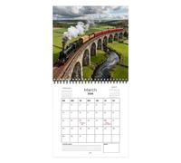 Calendario de trenes 2026 - Calendario de pared mensual del tren de vapor de papel | Fotografía de locomotoras ferroviarias de alta calidad con rejilla de fecha grande | Calendario de trenes 2026