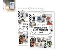 Calendario delle gare F1 Scrapbook 2026 - Il calendario da parete definitivo per gli appassionati di corse, calendario F1 2026 Regali per gli appassionati di corse automobilistiche (2pcs)