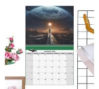 Calendario diario de alienígenas 2025, planificador familiar con temática alienígena y organizador diario, planificador mensual vintage científico aterrador para ovnis alienígenas, amantes del espacio