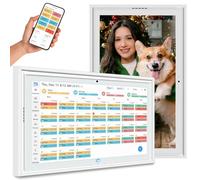 Calendario digital de 15.6 pulgadas y tabla de tareas, pantalla táctil inteligente WiFi Full HD 1080P para horarios familiares y planificación de comidas, función de marcos de fotos AI incluye soporte