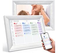 Calendario digital inteligente de 10.1 pulgadas y tabla de tareas, planificador familiar con comidas y recetas, sincroniza Google/Outlook, horario visual para TDAH, WiFi de 32 GB 2.4/5G, soporte de