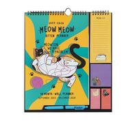Calendario pared 2025 2026 Meow Meow - Organizador semanal Familiar : Planificador mensual 2025 2026 | Incluye Pegatinas, Notas Adhesivas y Cuelga Fácil [16 MESES]