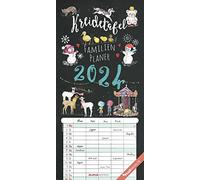 Calendario familiar de pizarra 2024, calendario familiar de 22 x 45 cm, 5 columnas, calendario con fechas de vacaciones y mucha información adicional, calendario de pared