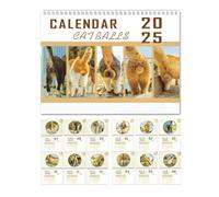 Calendario gato 2025 | Planificador mensual calendario para gatos, planificador de decoración del hogar para colgar, espacioso calendario cuadrado vertical con bloque de fechas por mesa, scrivan