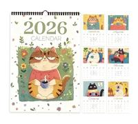 Calendario Gatos 2026,Planificador Con Dibujos Animados | Calendario Familiar 12 | Para Decoración Y Organización Para Hogar Y Escuela