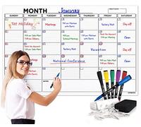 Scribbledo N - Calendario mensual de borrado en seco, 48 x 36 pulgadas, incluye 4 rotuladores, 1 goma de borrar y cinta de montaje