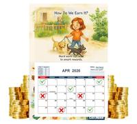 Calendario Infantil 2026 - Calendario Interactivo De Ahorros,Planificador Educativo Con Dibujos Animados Para Salón Escuela Dormitorio Hogar