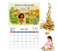 Calendario Interactivo de Aprendizaje 2026,Calendario de Planificación para la Administración del Dinero de 12 Meses - Herramienta Educativa Interactiva de Aprendizaje STEM para Niños y