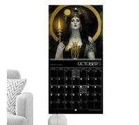 Calendario lunar 2024 - Arte mural con fases lunares de la | Calendario astrológico decorativo para colgar en el estudio, sala de estar y oficina | Diseño seguro y elegante de las fases lunares