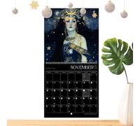 Calendario lunar 2024, Astrología 2024 Calendario Muro Arte Dios Full Moon Tracker | Casas de fases de decoraciones de astrología colgables seguros y decorativos para el estudio de la sala de estar of