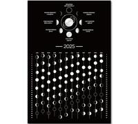 Calendario lunar 2025, 2025, calendario de fase lunar, póster de pared, decoración de astrología, seguimiento de la luna, póster de pared lunar oscuro, decoración de pared y arte (12 x 17.7 pulgadas,