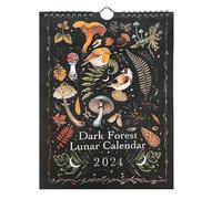 Calendario lunar de bosque oscuro 2024 - 2024, calendario lunar de bosque oscuro con arte lunar mensual para el hogar, decoración de pared, casa, oficina, exhibición de arte, fases lunares, astrología